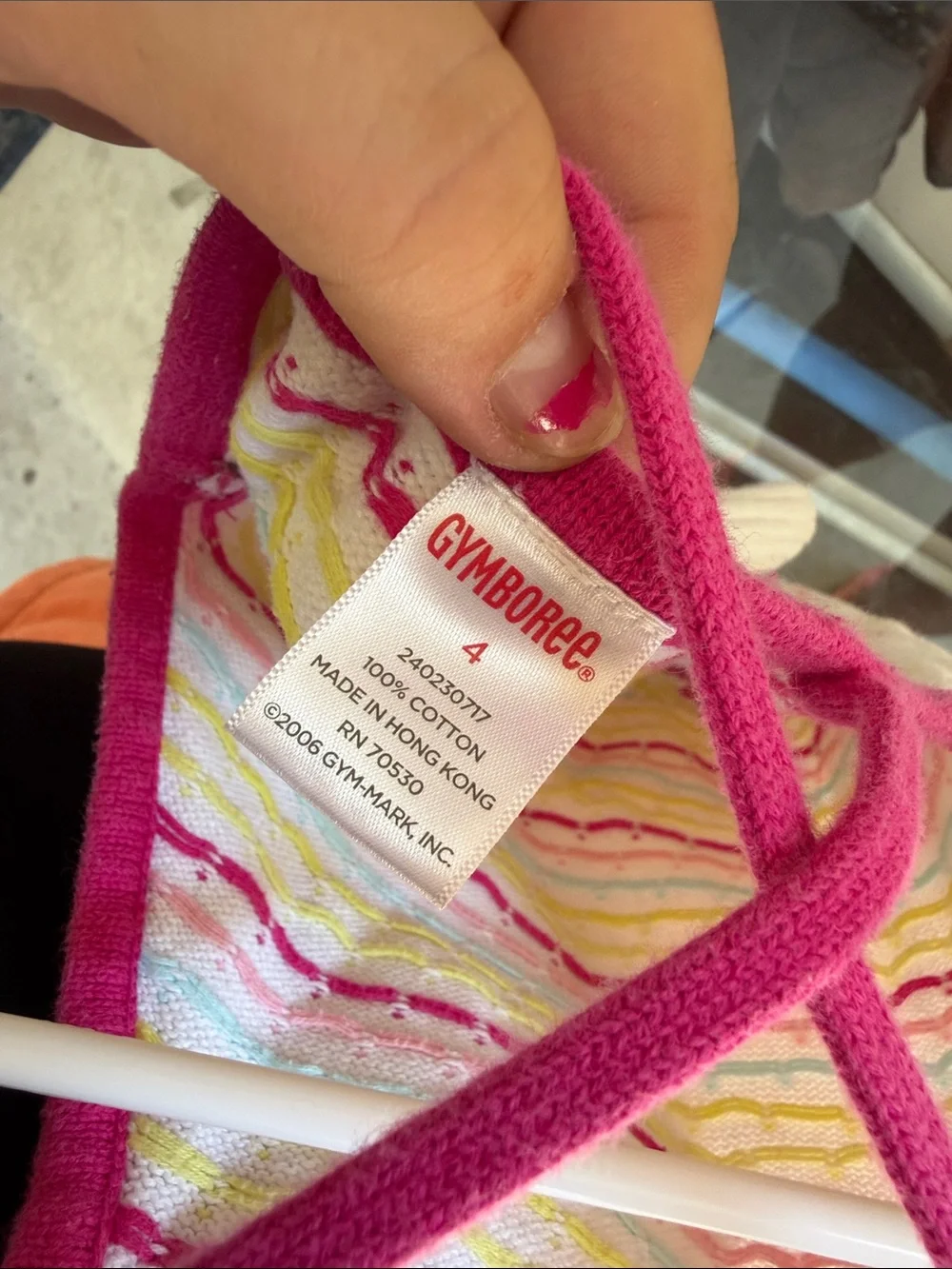 Gymboree Pink-Trim White Knit Halter Tank with Multicolor Dots